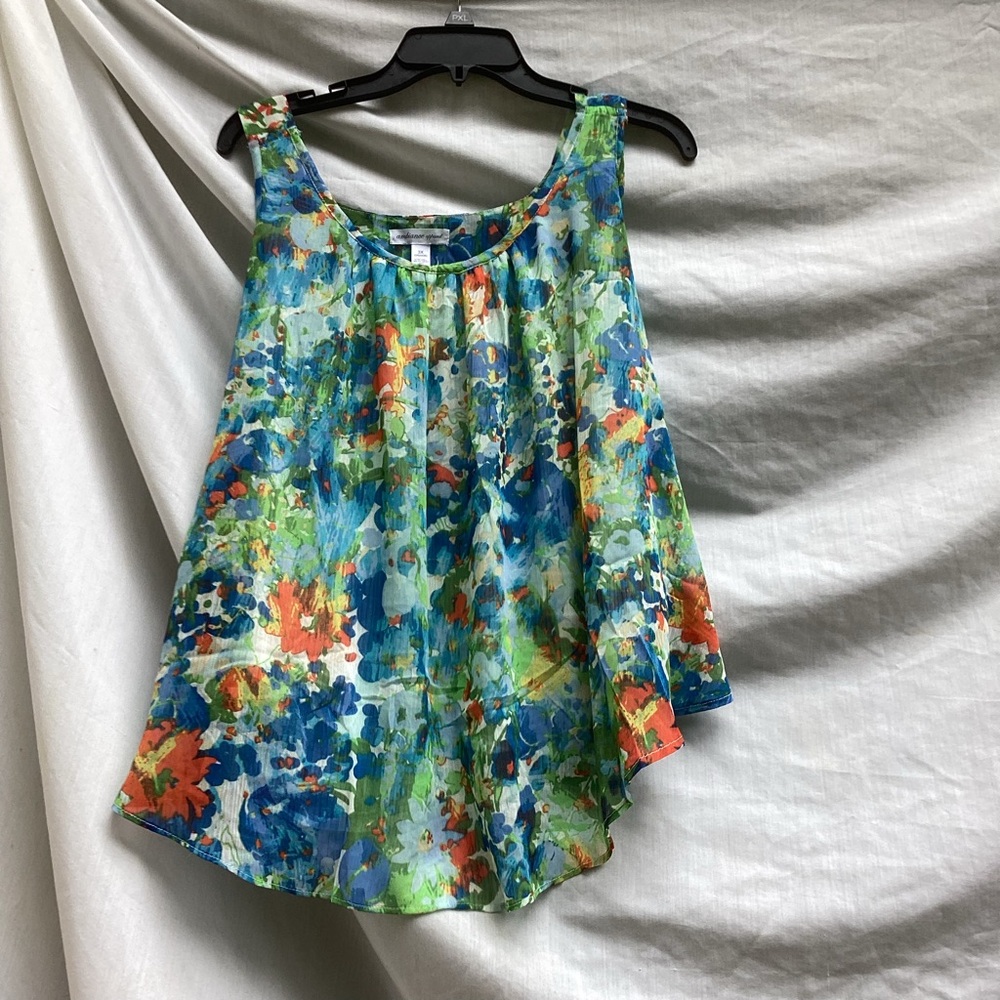 Ambiance Apparel Colorful Floral Tank Top, size 3X